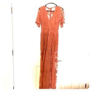 Socialite Lace Overlay Romper Maxi